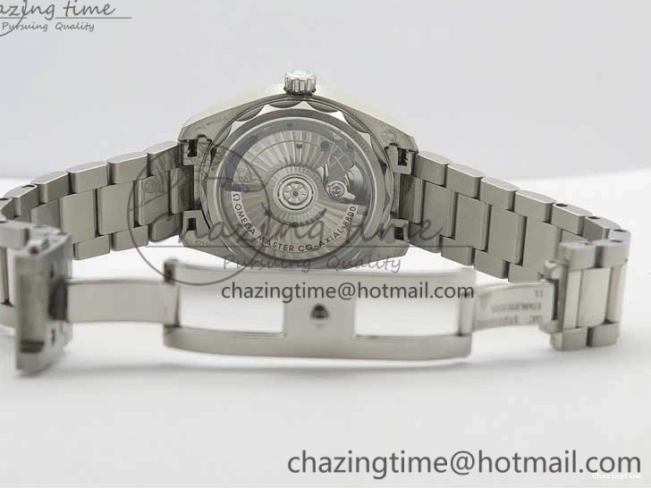 0730 Aqua Terra 150M 34mm Ladies SS VSF 1:1 Best Edition White Wave Dial RG Markers on SS Bracelet A WrinkleFree 7928